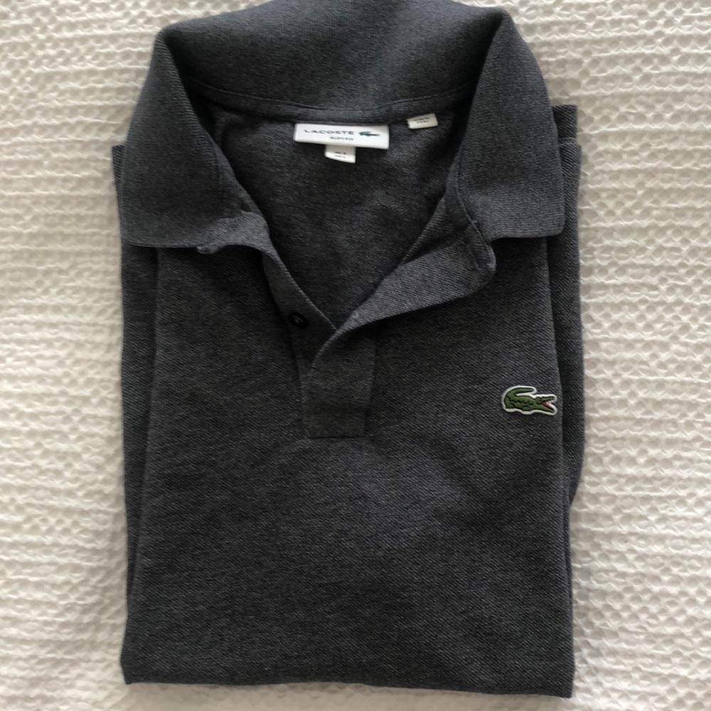 Lacoste Men's Size FR5 - L Navy Polo Shirt Short Sleeve Collared Slim Fit